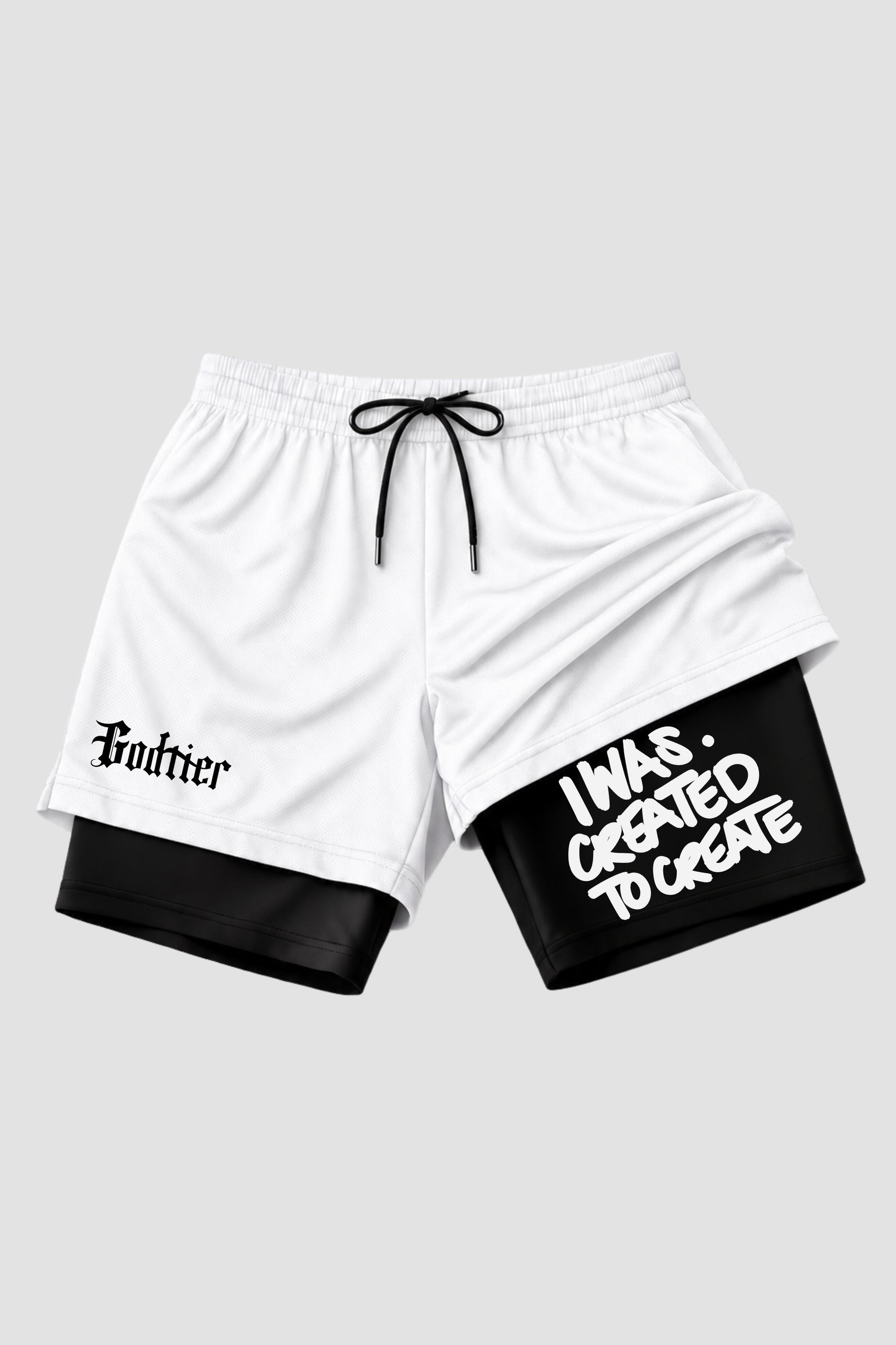 SHORTS DRY-FIT COMPRESSÃO 2 EM 1 - I Was Created To Create (com bolso interno)