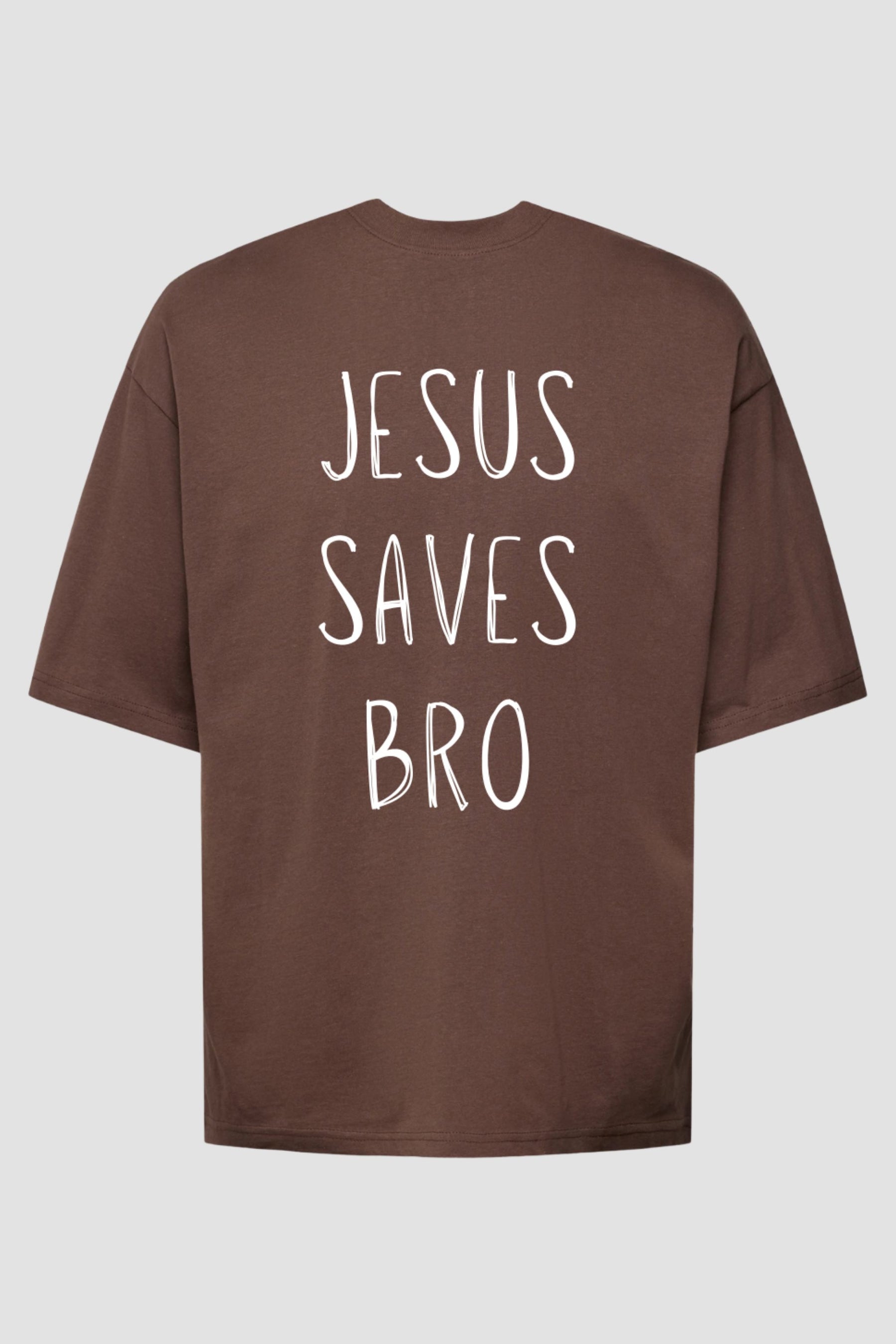Oversized - Jesus Saves Bro God Tier P Chocolate Masculino