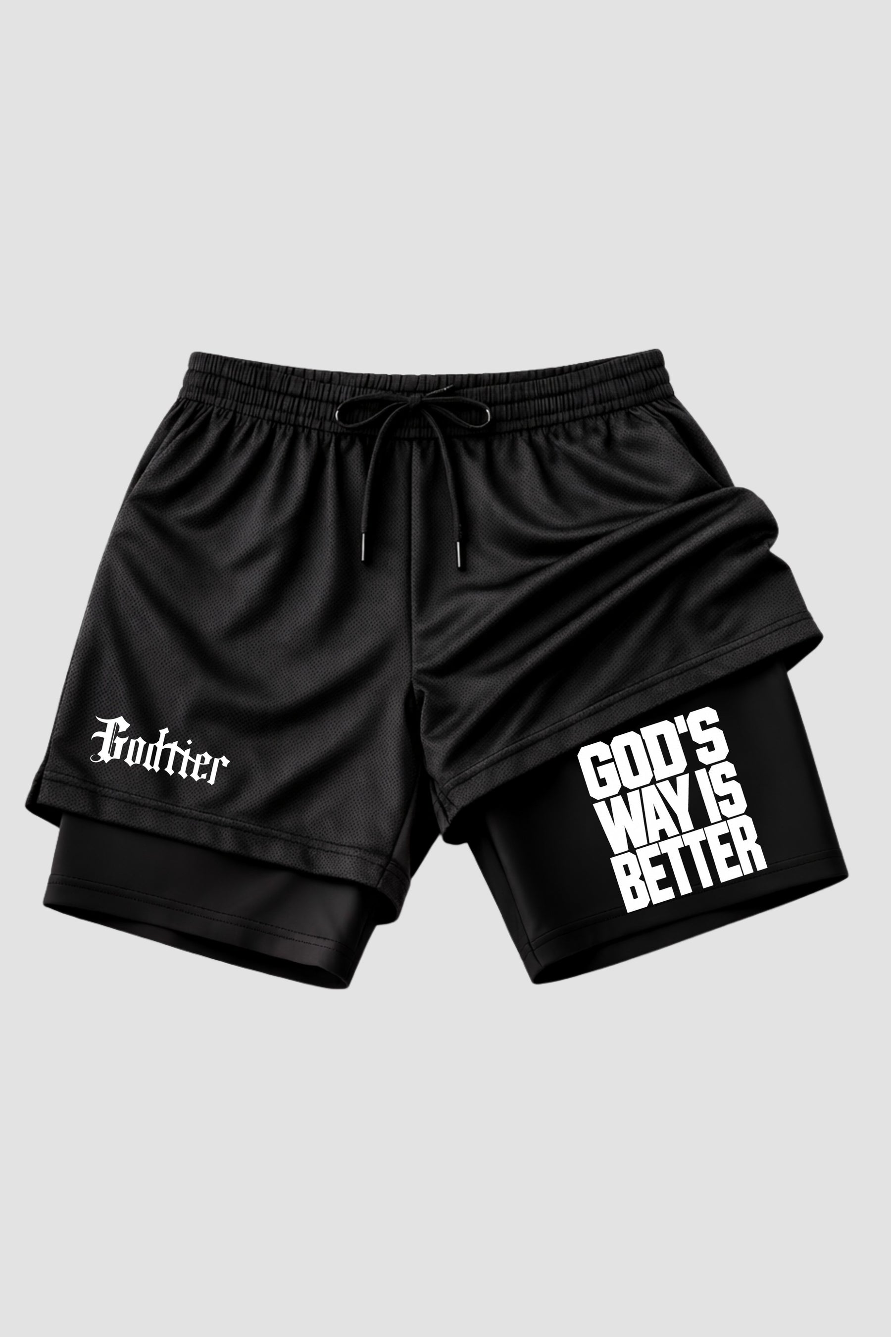SHORTS DRY-FIT COMPRESSÃO 2 EM 1 - GOD'S WAY IS BETTER (com bolso interno)