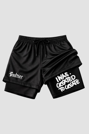 SHORTS DRY-FIT COMPRESSÃO 2 EM 1 - I Was Created To Create (com bolso interno)
