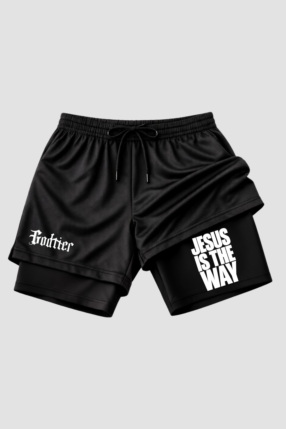 SHORTS DRY-FIT COMPRESSÃO 2 EM 1 - JESUS IS THE WAY (com bolso interno)