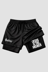 SHORTS DRY-FIT COMPRESSÃO 2 EM 1 - Jesus is the Answer WHITE (com bolso interno)