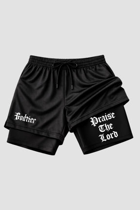 SHORTS DRY-FIT COMPRESSÃO 2 EM 1 - PRAISE THE LORD (com bolso interno)