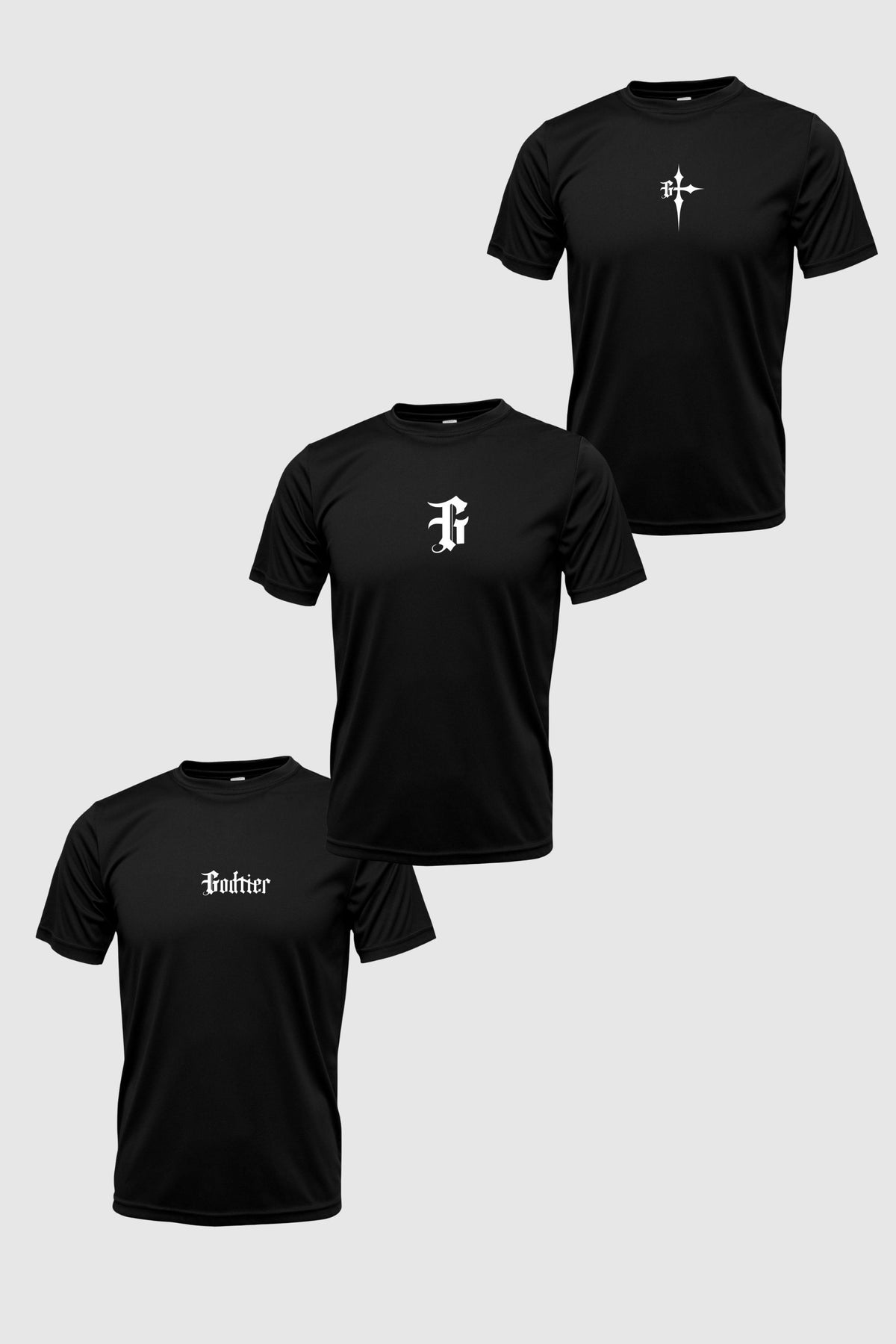 Kit 3 Camisetas Pretas de Treino Dry Fit [046] - Kit 3 Camisetas Pretas de Treino Dry Fit GodTier P Preto 