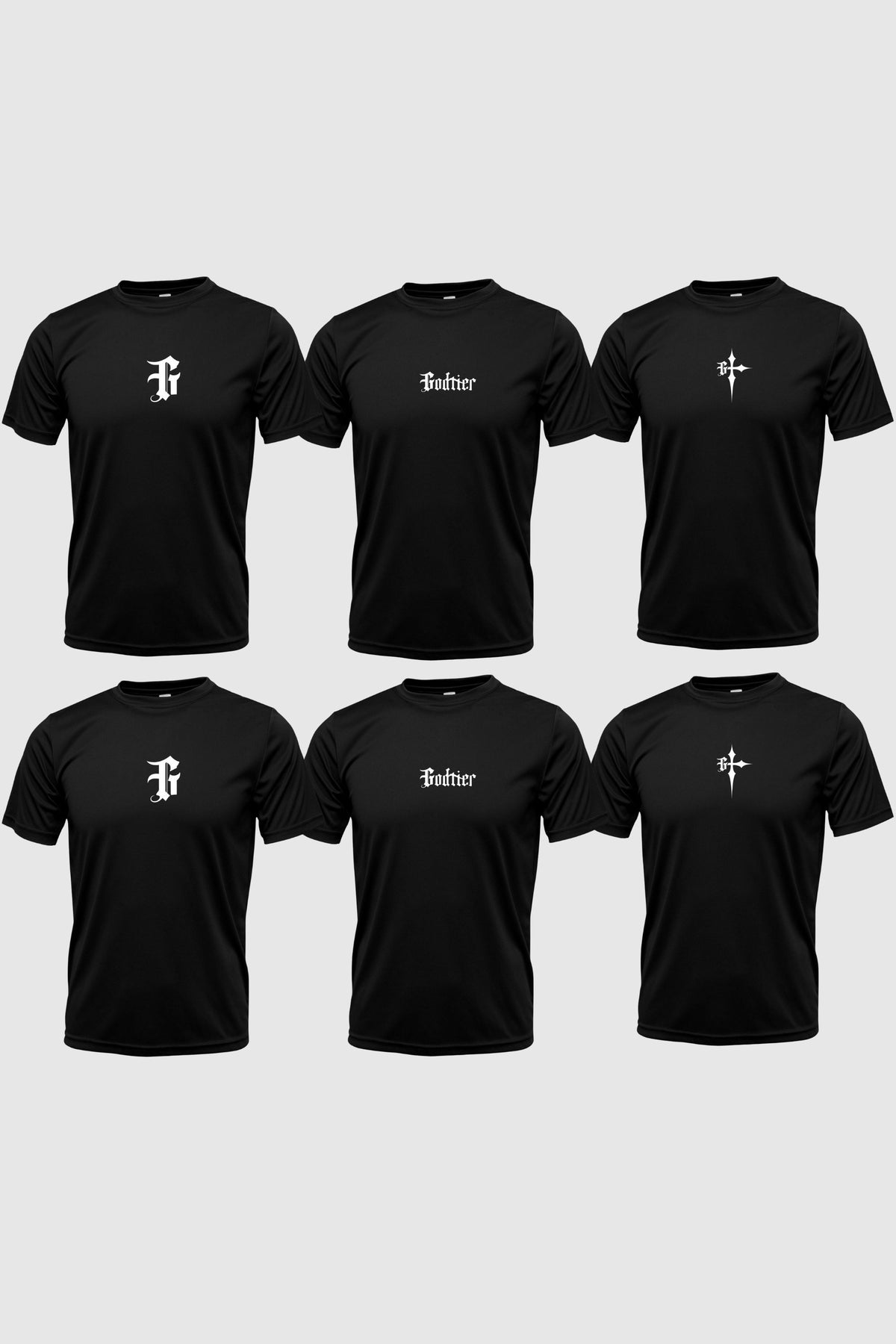 Kit 6 Camisetas Pretas de Treino Dry Fit [047] - Kit 6 Camisetas Pretas de Treino Dry Fit GodTier P Preto 
