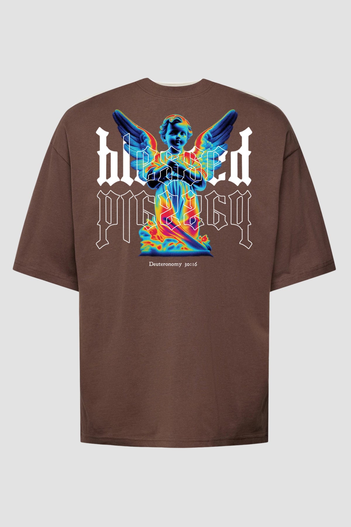 Oversized - Blessed [003] - Camiseta Oversized - G.O.A.T (God Over All Things) God Tier P Chocolate Masculino