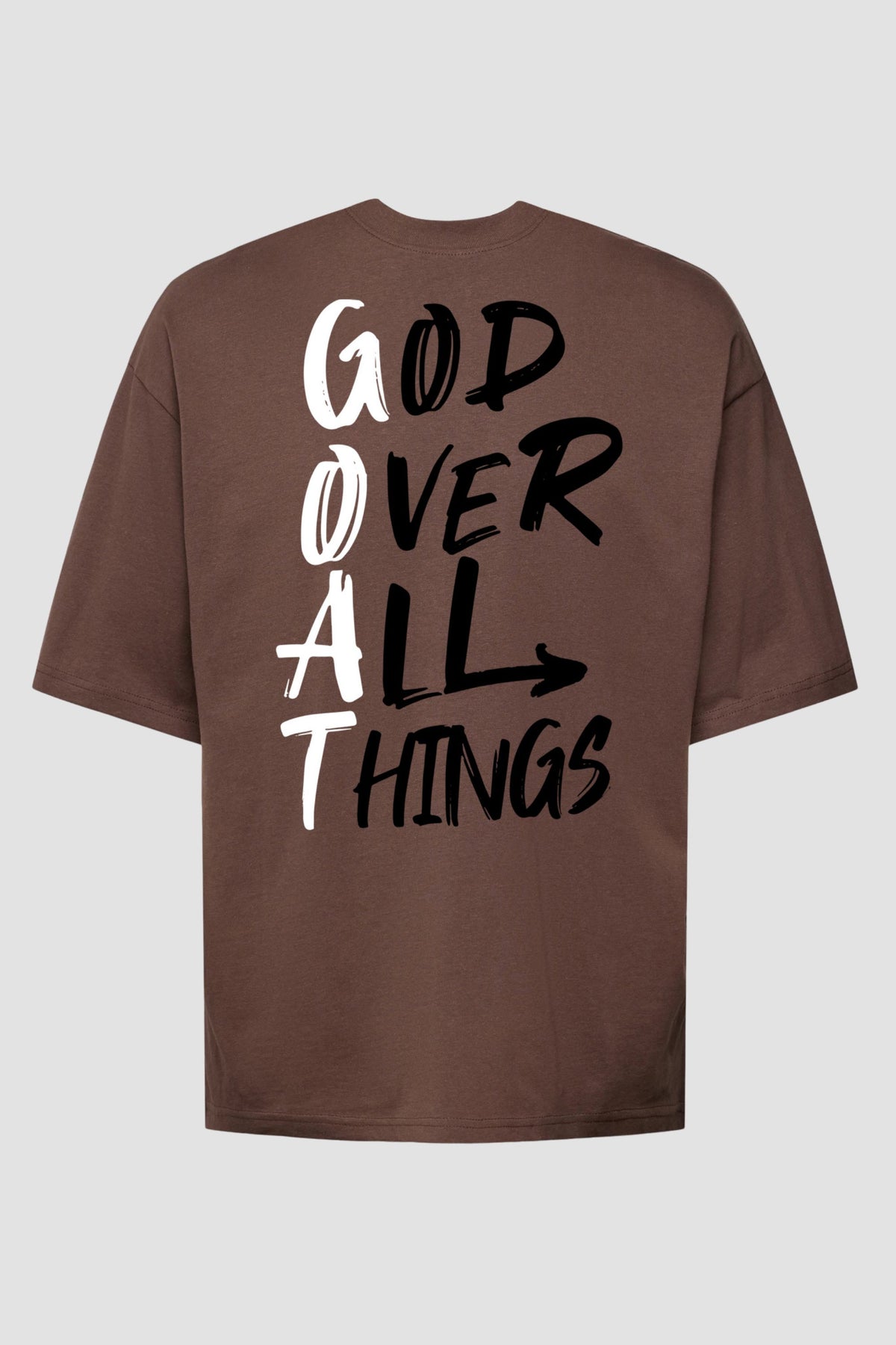 Oversized - G.O.A.T [003] - Camiseta Oversized - G.O.A.T (God Over All Things) God Tier P Chocolate Masculino