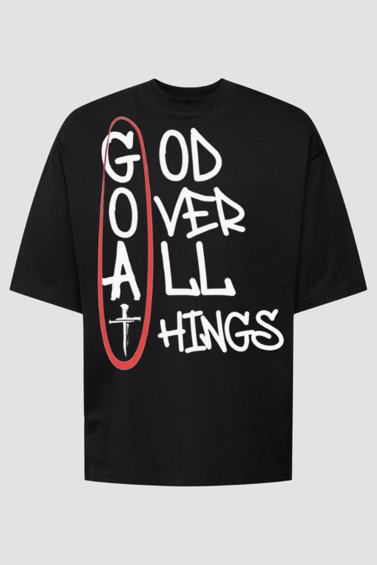 Oversized - G.O.A.T [003] - Camiseta Oversized - G.O.A.T (God Over All Things) God Tier P Preto Masculino