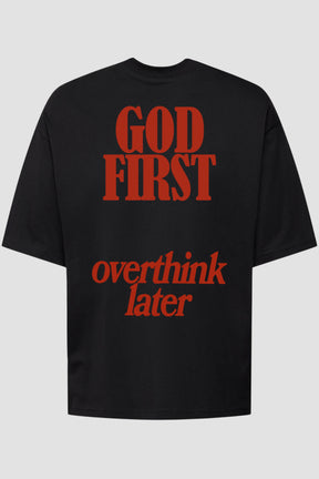 Oversized - God First Overthink Later [074] Oversized - God First Overthink Later GodTier P Preto Masculino