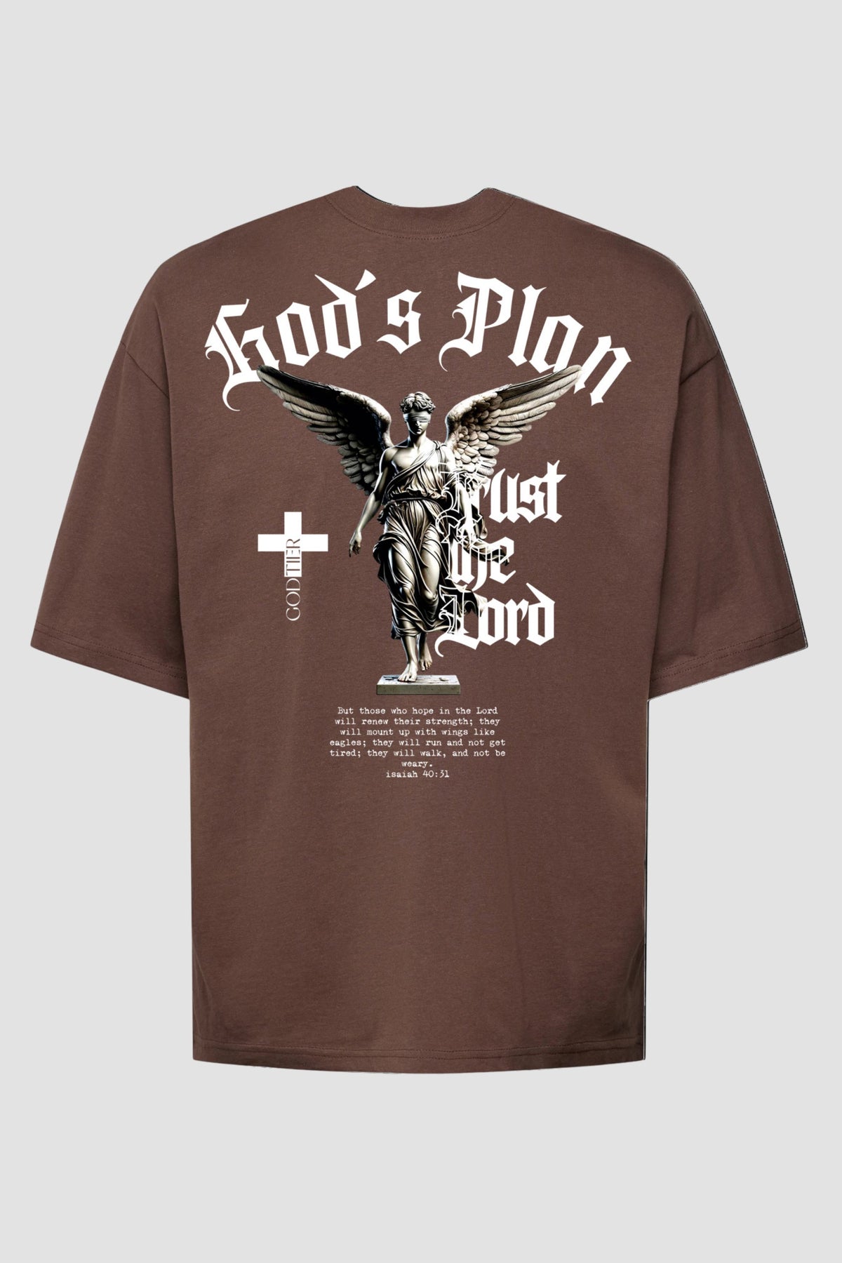 Oversized - God's Plan [003] - Camiseta Oversized - G.O.A.T (God Over All Things) God Tier P Chocolate Masculino