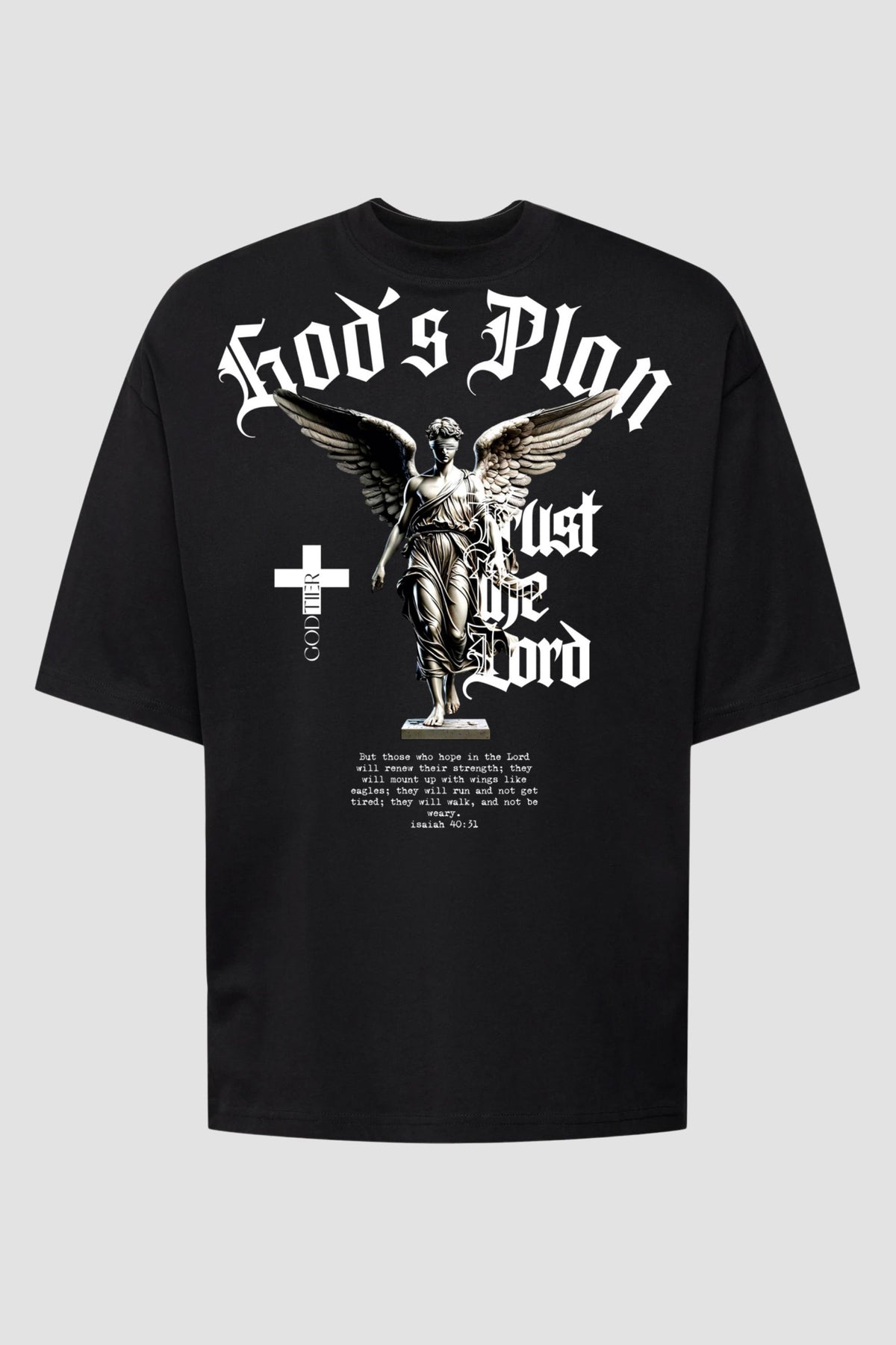Oversized - God's Plan [003] - Camiseta Oversized - G.O.A.T (God Over All Things) God Tier P Preto Masculino