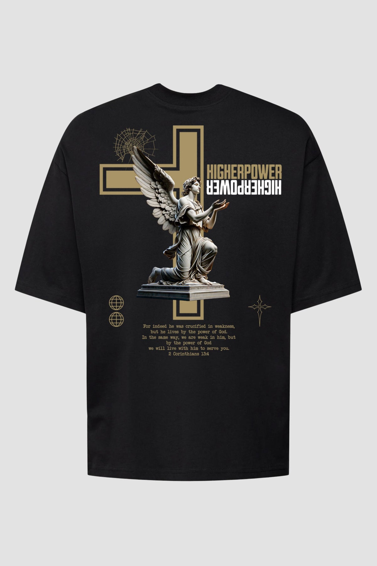 Oversized - Higher Power [003] - Camiseta Oversized - G.O.A.T (God Over All Things) God Tier P Preto Masculino