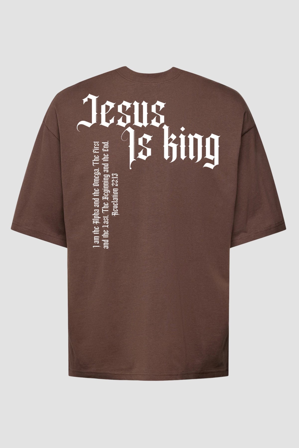 Oversized - Jesus Is King [003] - Camiseta Oversized - G.O.A.T (God Over All Things) God Tier P Chocolate Masculino