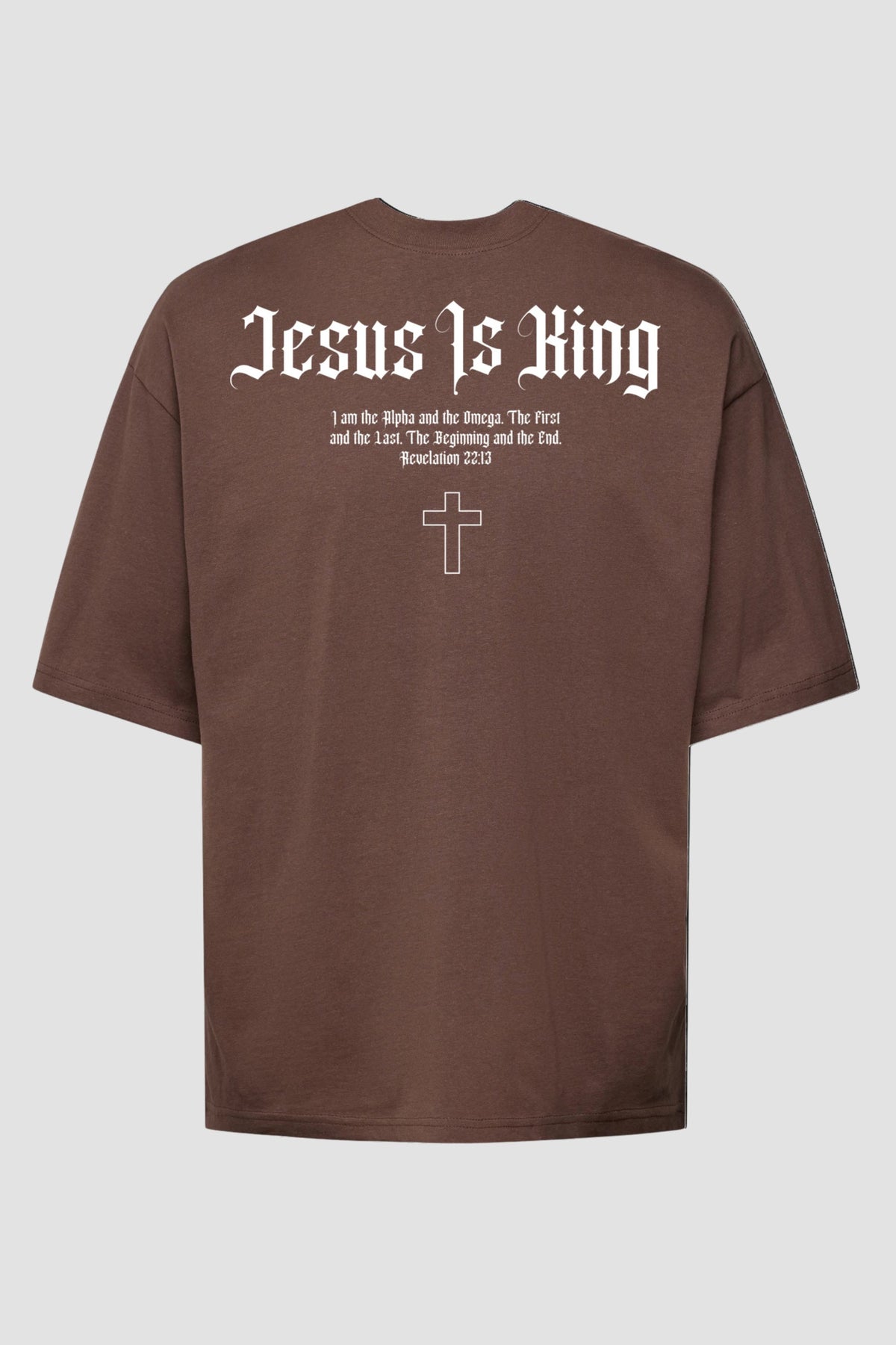 Oversized - Jesus Is King [003] - Camiseta Oversized - G.O.A.T (God Over All Things) God Tier P Chocolate Masculino