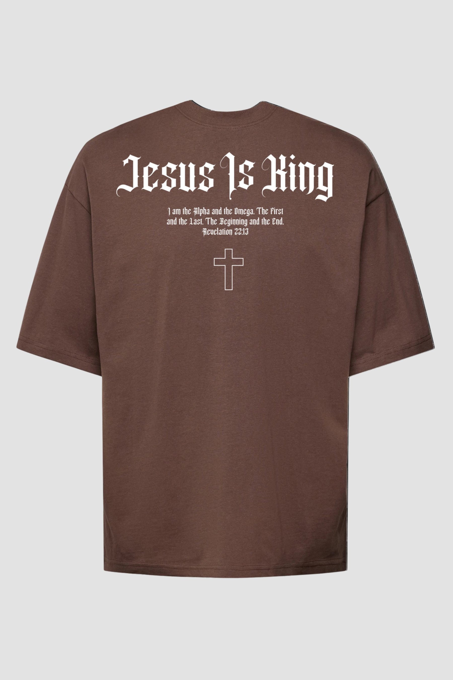 Oversized - Jesus Is King [003] - Camiseta Oversized - G.O.A.T (God Over All Things) God Tier P Chocolate Masculino