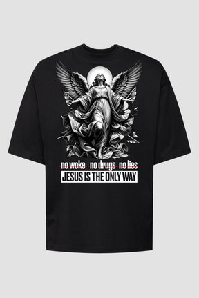 Oversized - Jesus Is the Only Way [003] - Camiseta Oversized - G.O.A.T (God Over All Things) God Tier P Preto Masculino