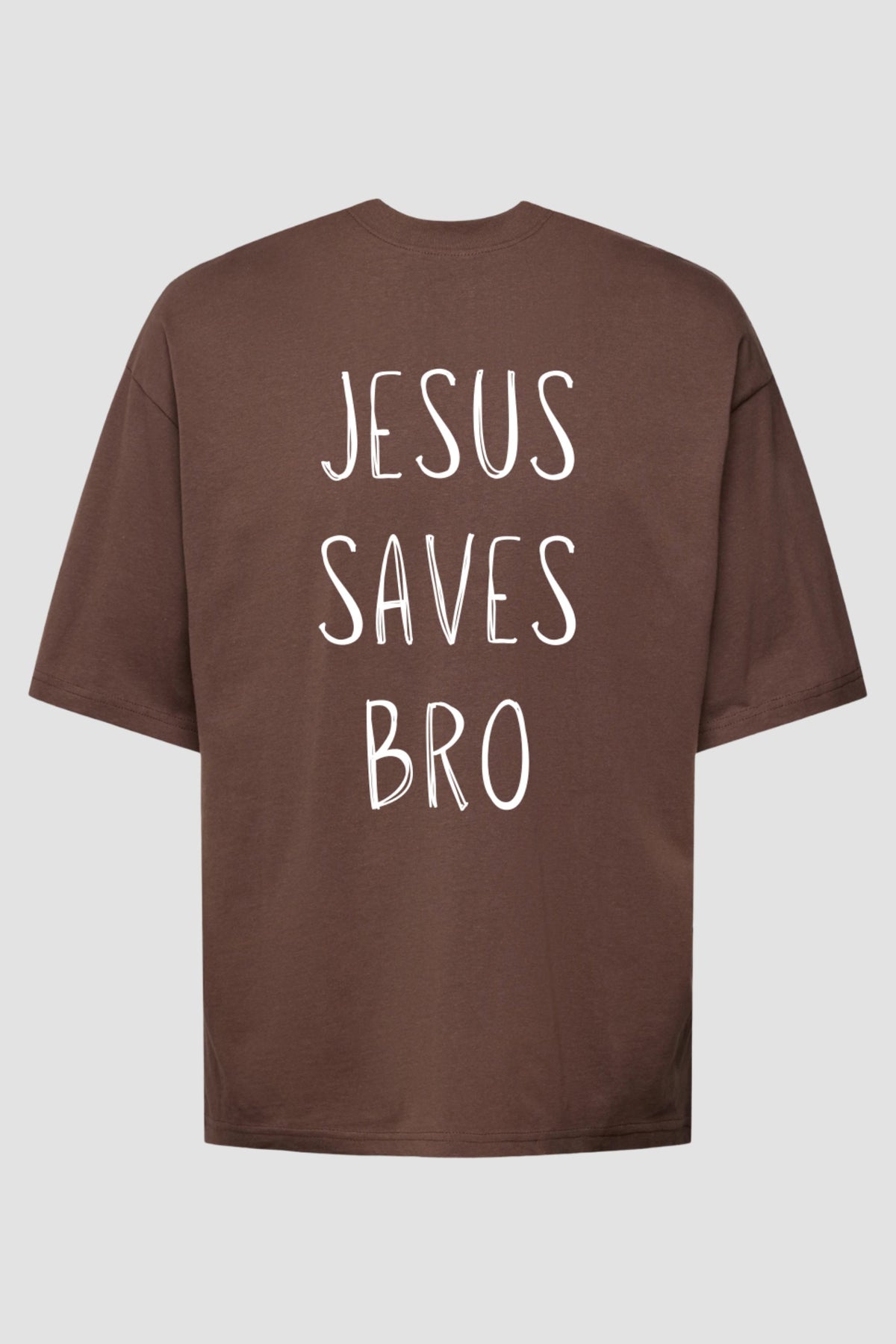 Oversized - Jesus Saves Bro God Tier P Chocolate Masculino