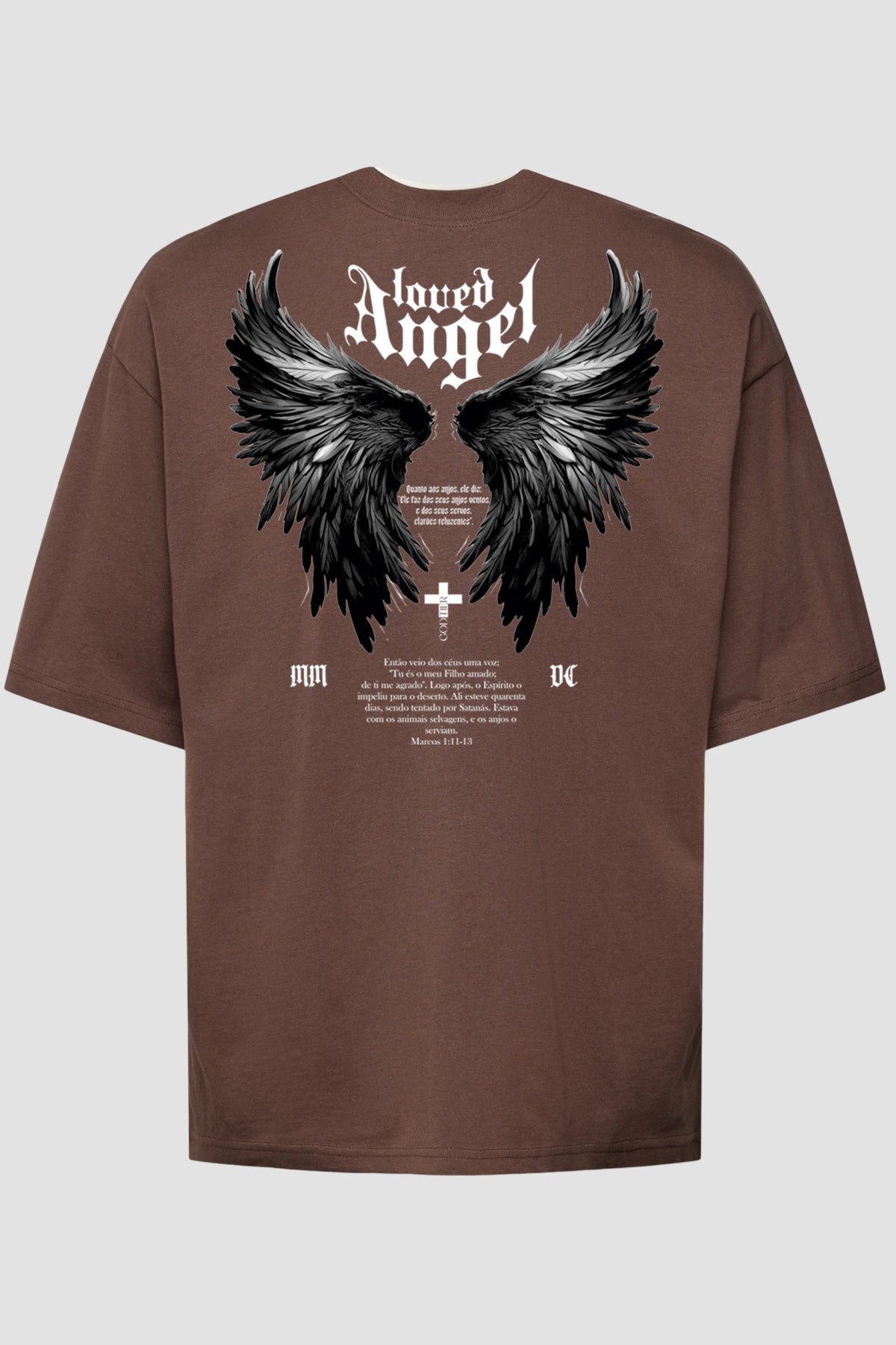 Oversized - Loved Angel [003] - Camiseta Oversized - G.O.A.T (God Over All Things) God Tier P Chocolate Masculino
