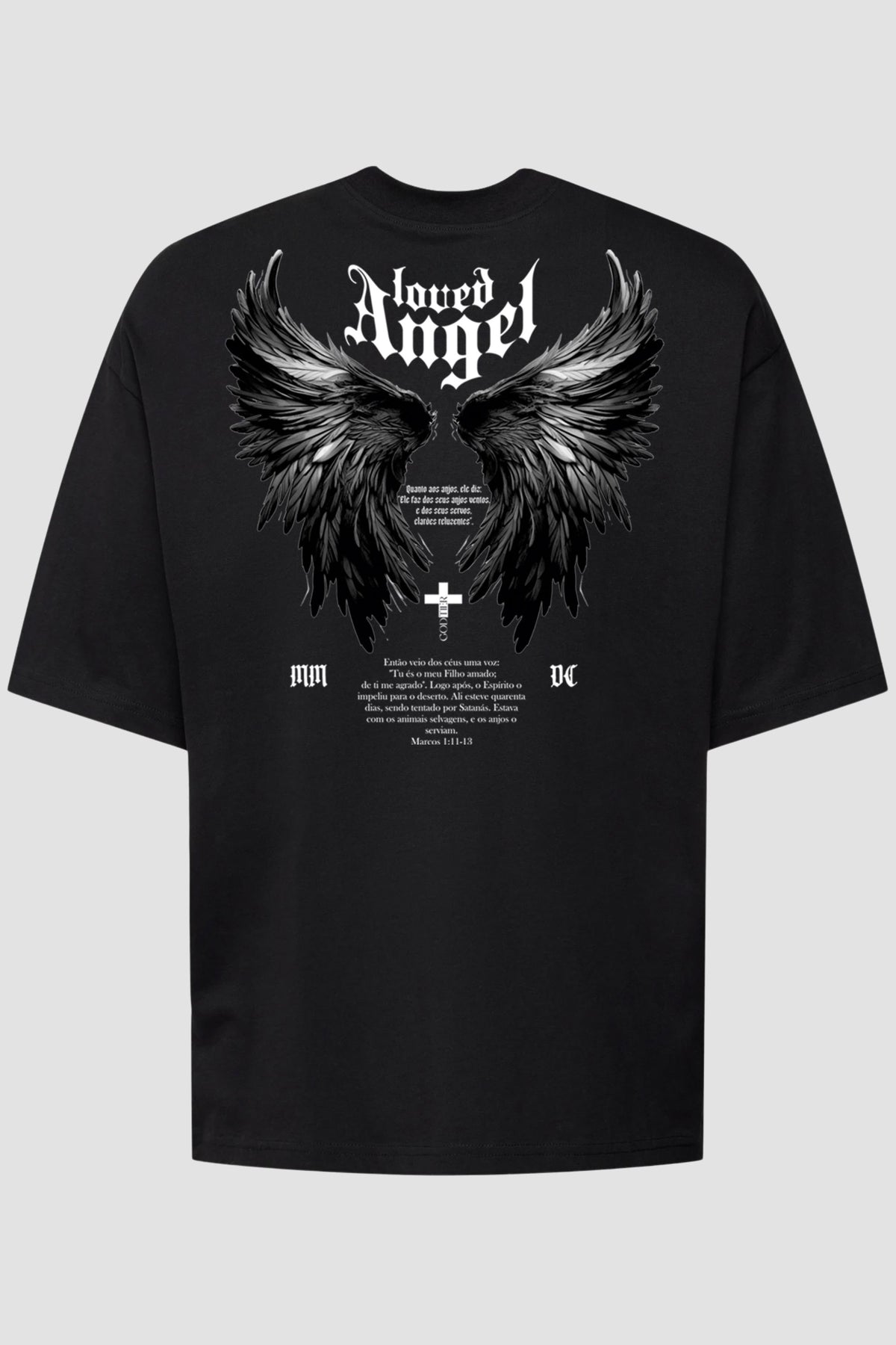 Oversized - Loved Angel [003] - Camiseta Oversized - G.O.A.T (God Over All Things) God Tier P Preto Masculino