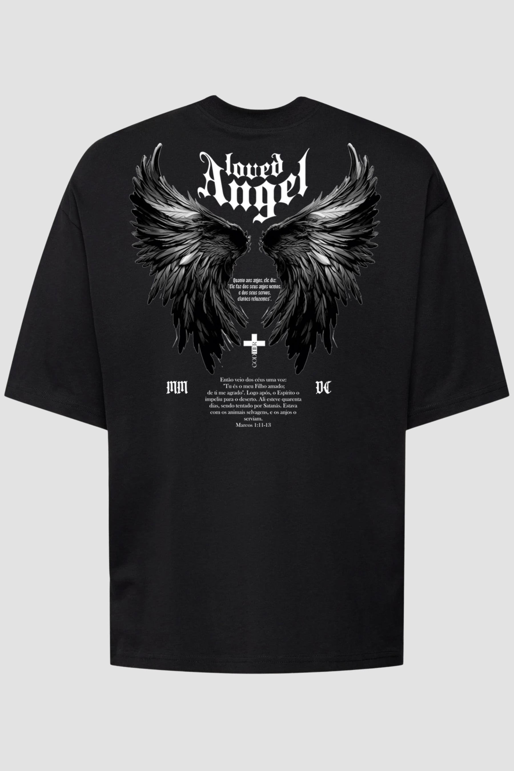 Oversized - Loved Angel [003] - Camiseta Oversized - G.O.A.T (God Over All Things) God Tier P Preto Masculino