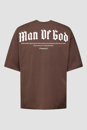 Oversized - Man Of God [003] - Camiseta Oversized - G.O.A.T (God Over All Things) God Tier P Chocolate Masculino