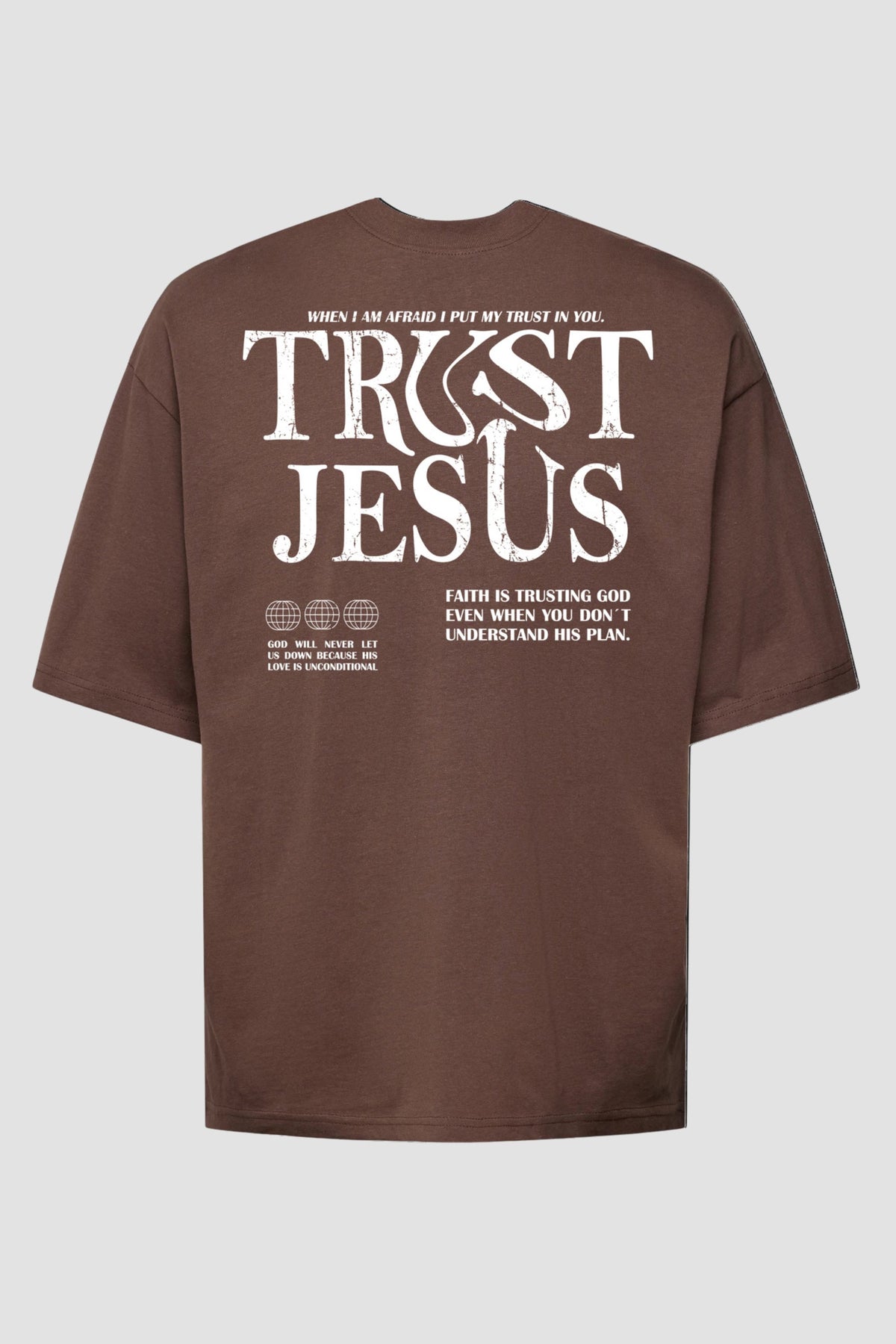 Oversized - Trust Jesus [003] - Camiseta Oversized - G.O.A.T (God Over All Things) God Tier P Chocolate Masculino