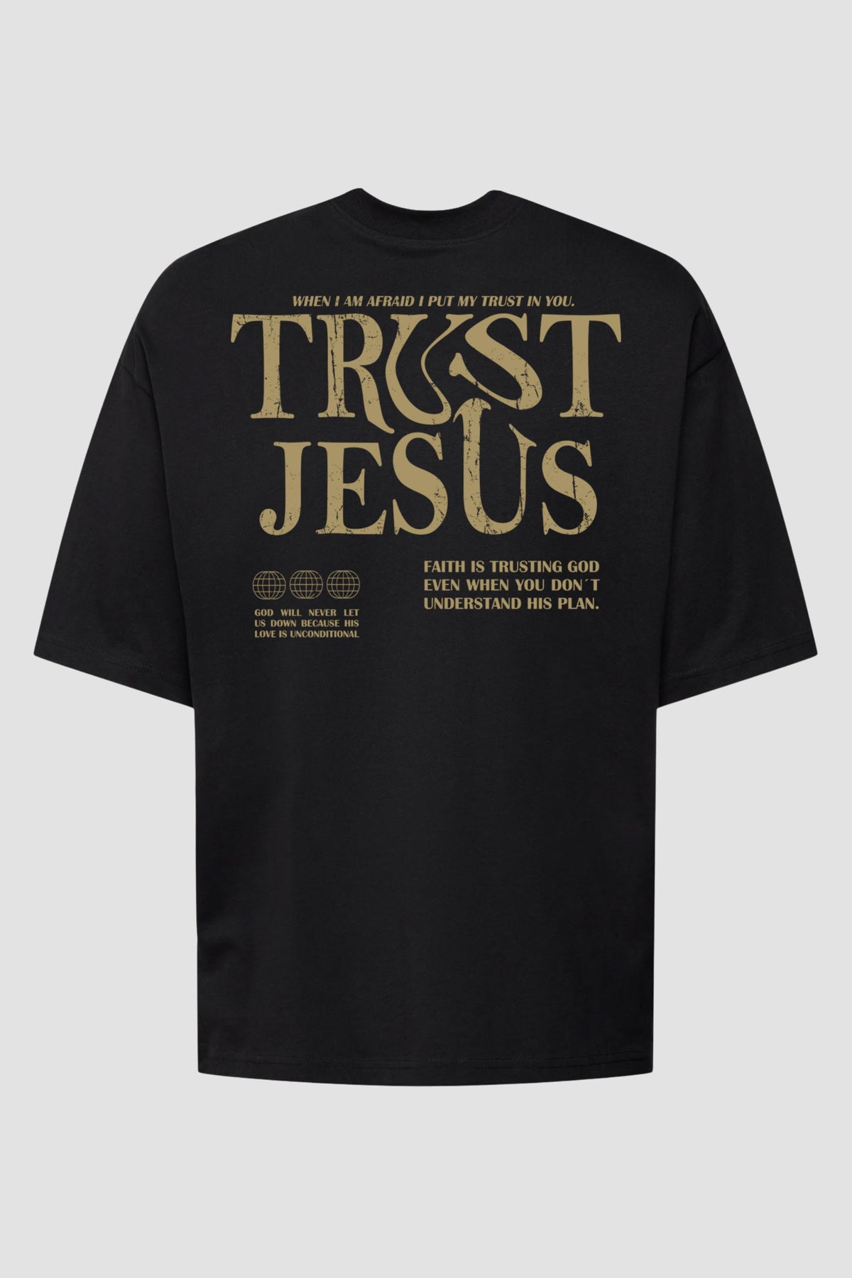 Oversized - Trust Jesus [003] - Camiseta Oversized - G.O.A.T (God Over All Things) God Tier P Preto Masculino