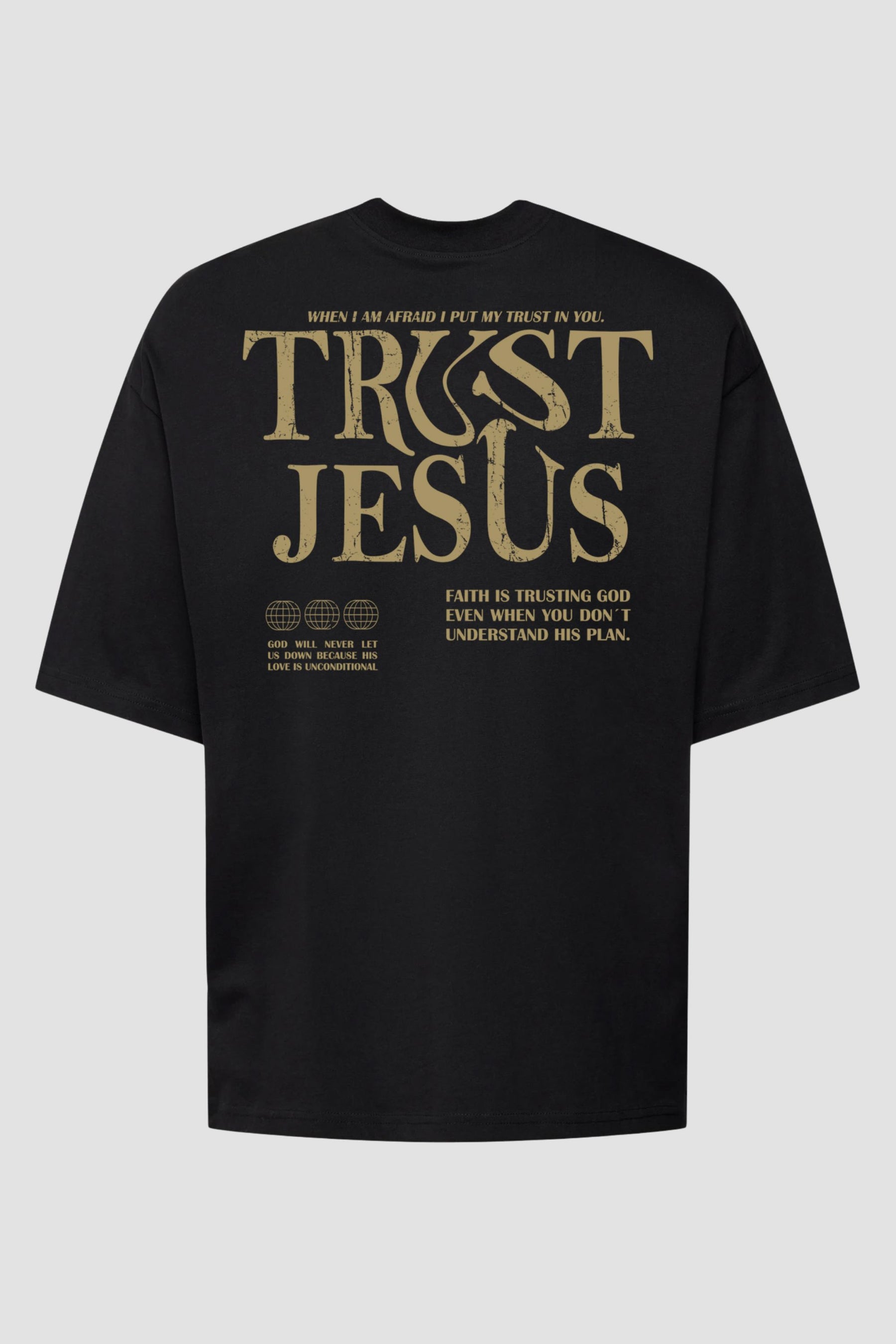 Oversized - Trust Jesus [003] - Camiseta Oversized - G.O.A.T (God Over All Things) God Tier P Preto Masculino