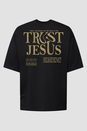 Oversized - Trust Jesus [003] - Camiseta Oversized - G.O.A.T (God Over All Things) God Tier P Preto Masculino