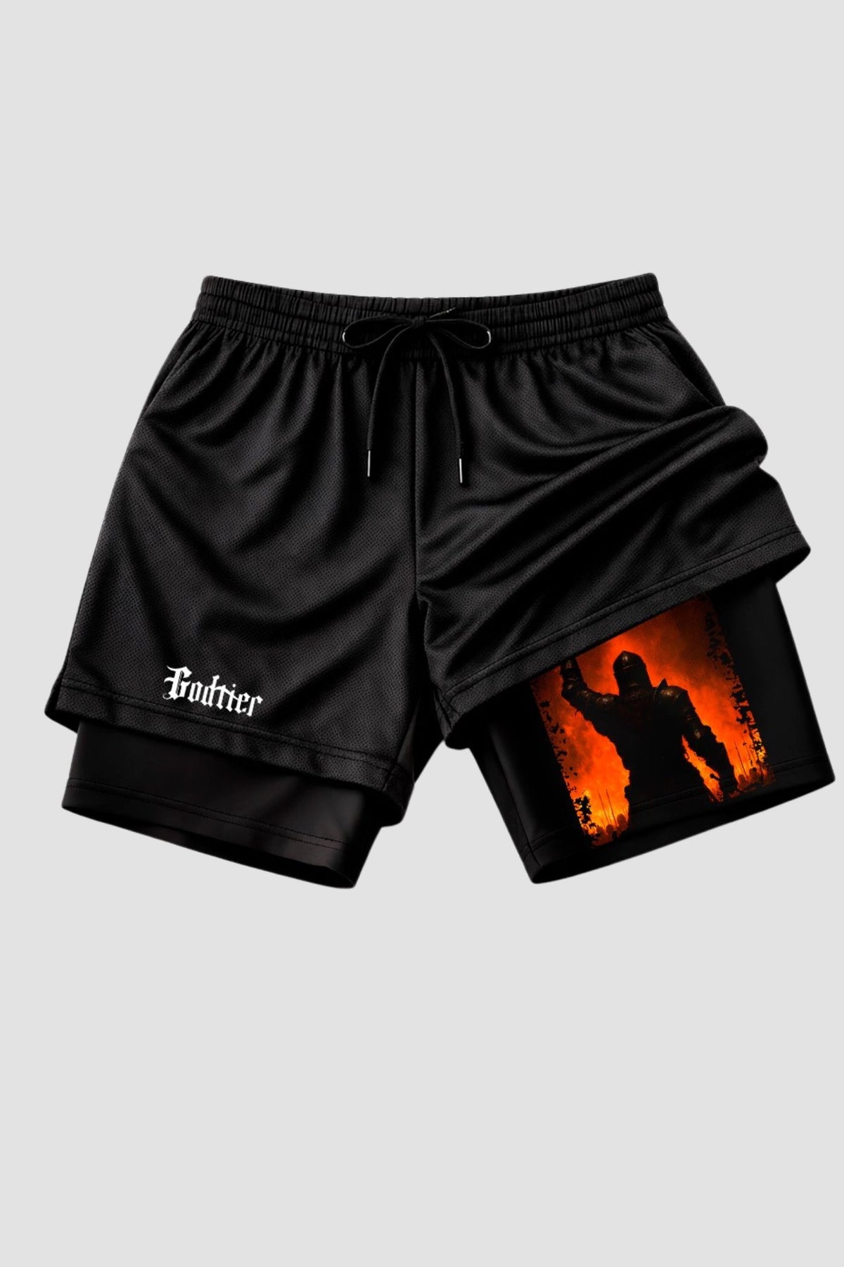 SHORTS DRY-FIT COMPRESSÃO 2 EM 1 - FEAR THE LAMB (com bolso) [01] - Shorts Compressão - Fear the Lamb God Tier P 
