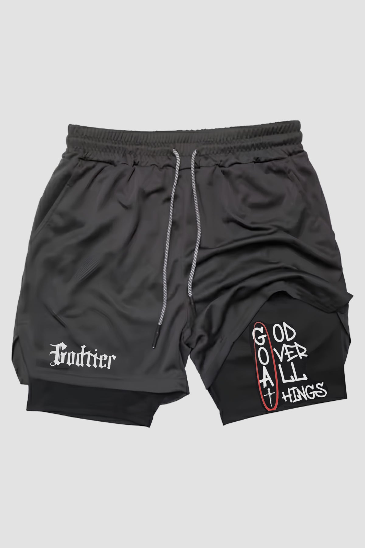 SHORTS DRY-FIT COMPRESSÃO 2 EM 1 - G.O.A.T (com bolso) [04] - Shorts Compressão - G.O.A.T God Tier P 