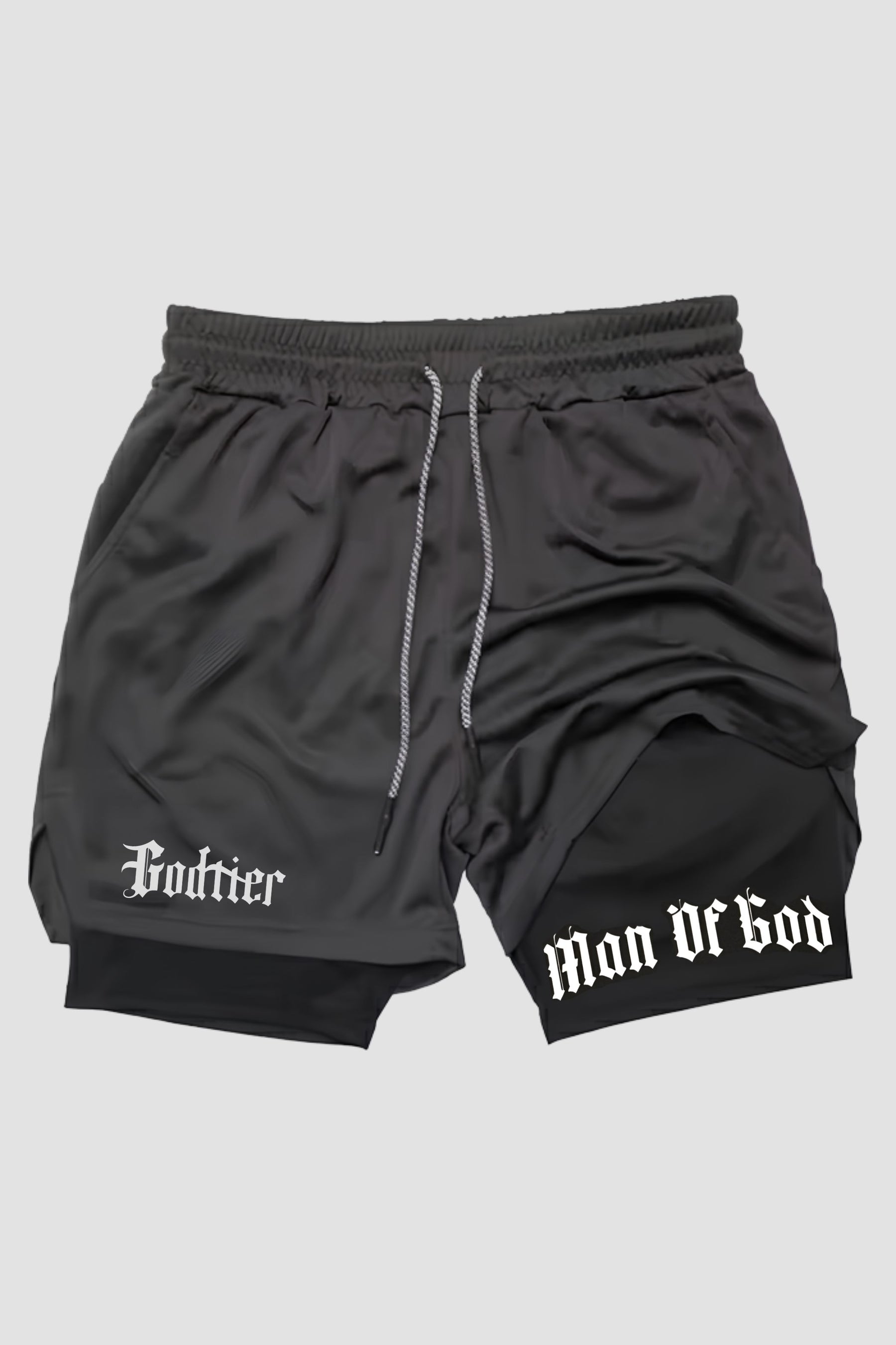 SHORTS DRY-FIT COMPRESSÃO 2 EM 1 - MAN OF GOD (com bolso) [02] - Shorts Compressão - Man Of God God Tier 